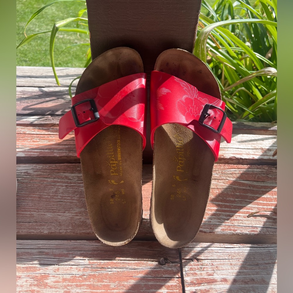 Papillio by Birkenstock. Red slides. Size 38, 7-75